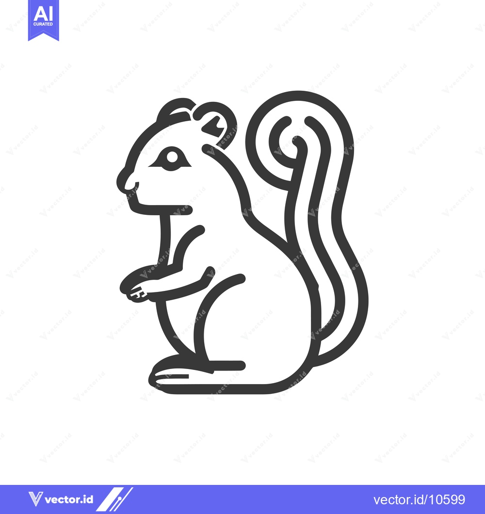 Premium Vector dari A Black and White Line Drawing of a Squirrel