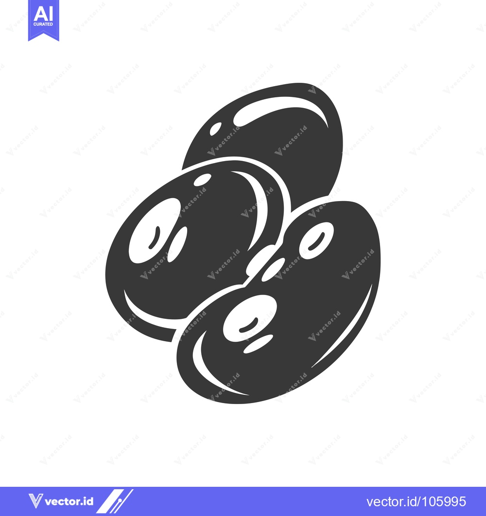 Premium Vector of Three Black and White Olives on a White Background