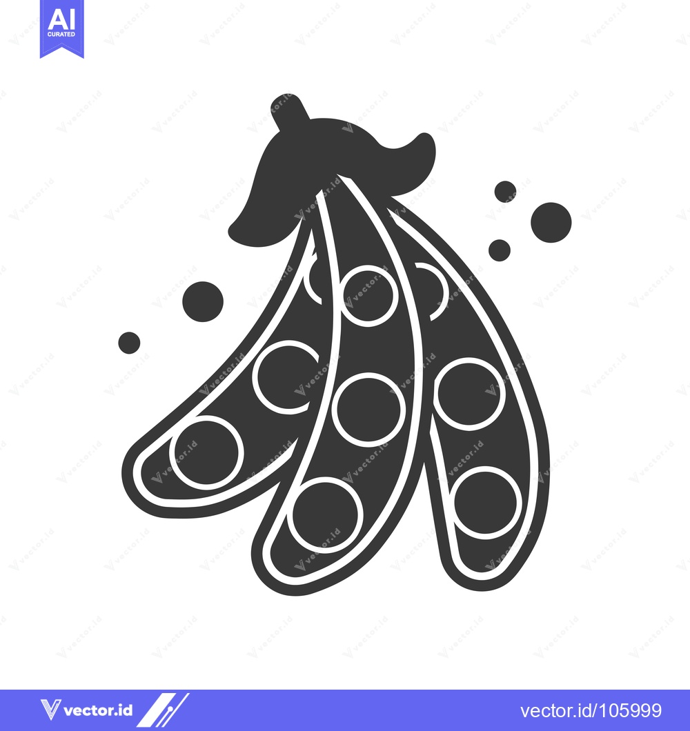 Premium Vector dari Three Black and White Pea Pods with Seeds