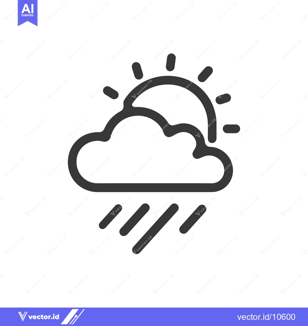 Premium Vector dari A black and white line drawing of a sun peeking out from behind a clou