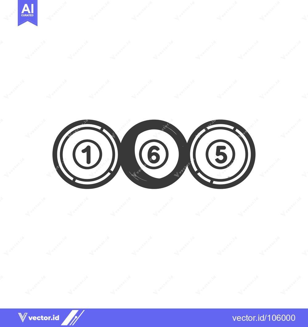 Premium Vector dari Three Black and White Pool Balls with Numbers 1, 6, and 5