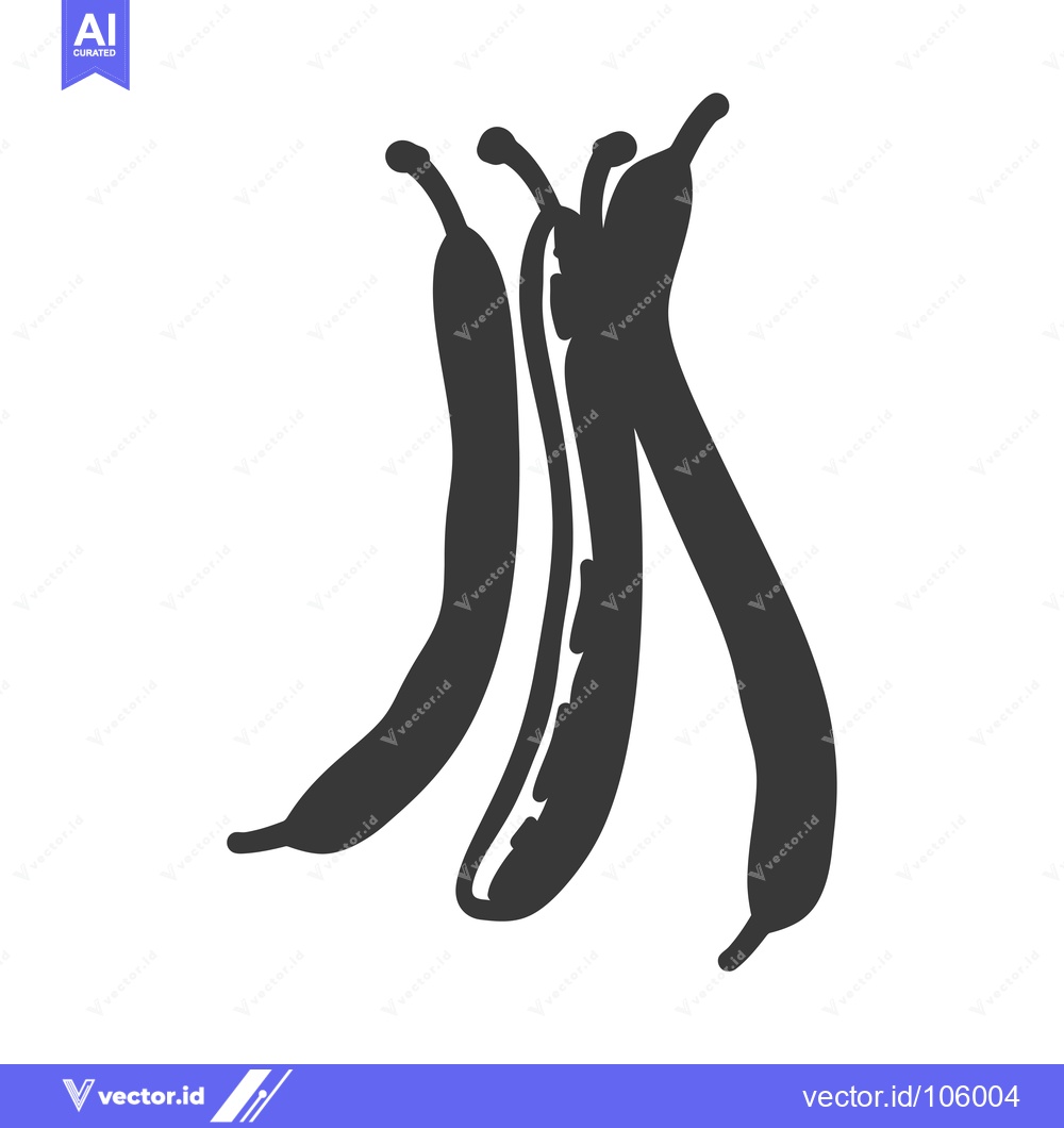 Premium Vector of Three Black and White Silhouettes of Green Beans