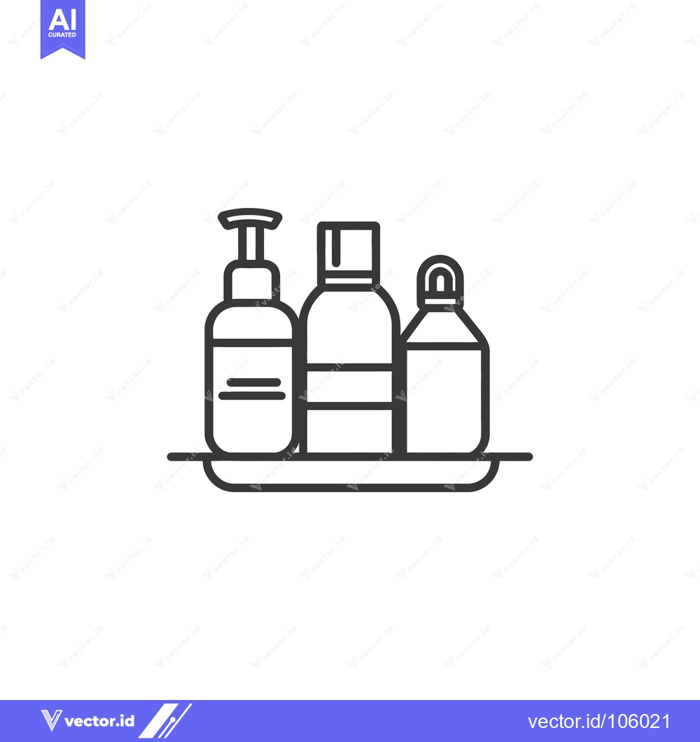 Premium Vector dari Three Bottles of Liquid Soap on a Tray