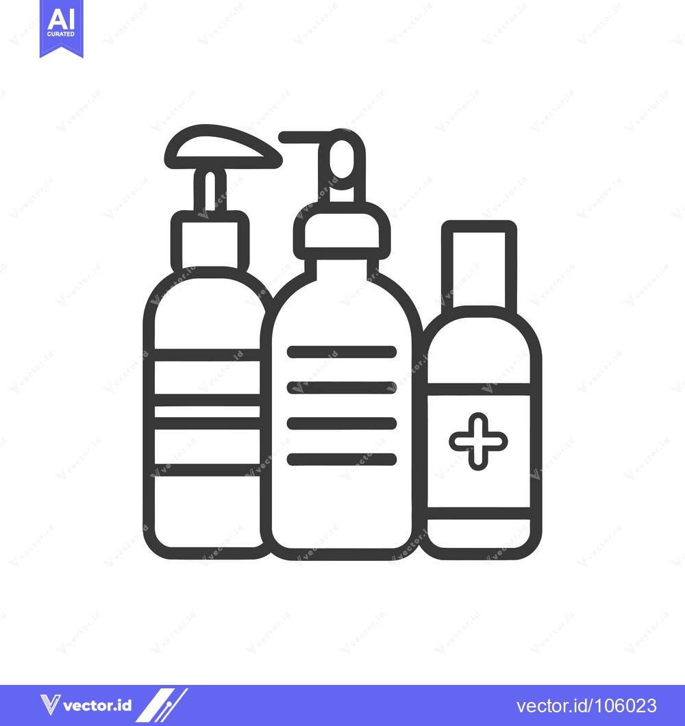 Premium Vector of Three Bottles of Liquid with Pumps and a Plus Sign