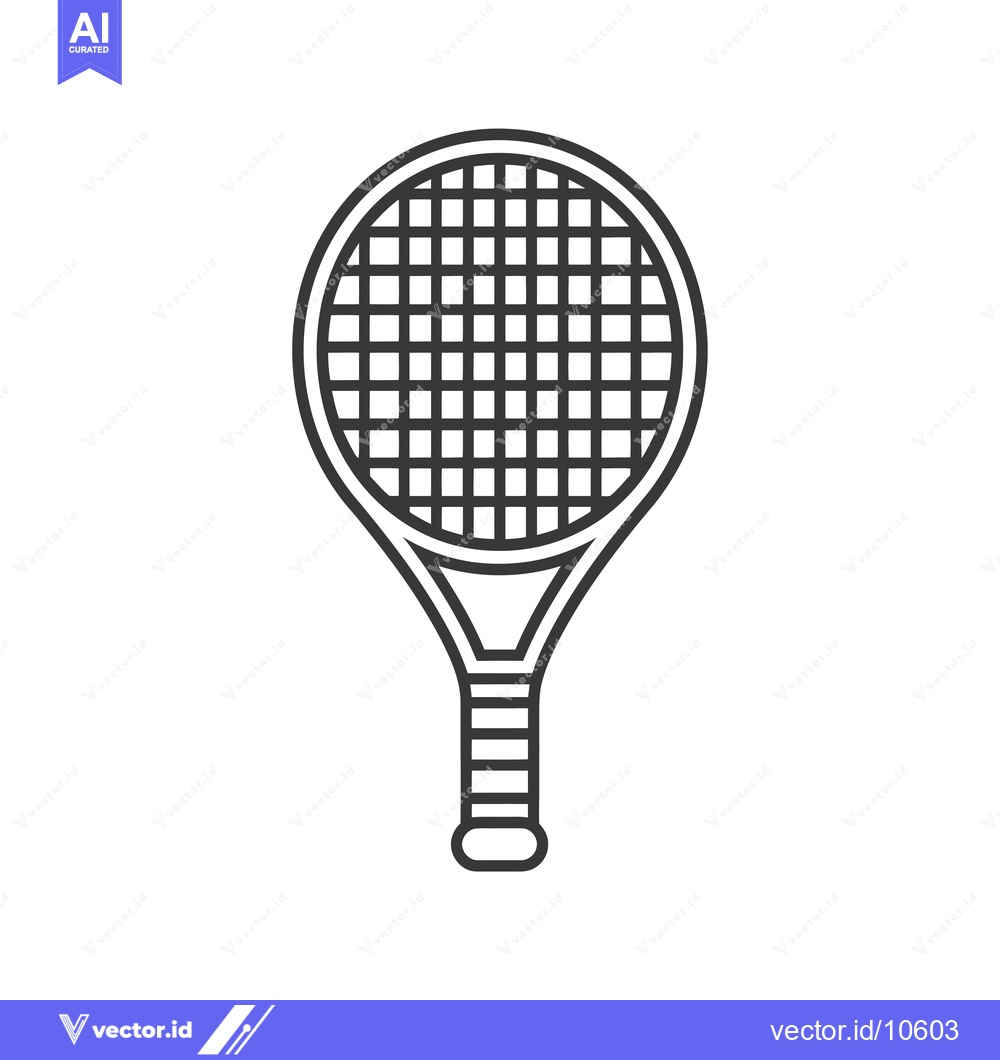 Premium Vector dari A Black and White Line Drawing of a Tennis Racquet