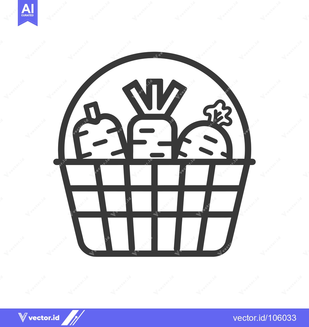 Premium Vector of Three Carrots in a Wicker Basket with Handles