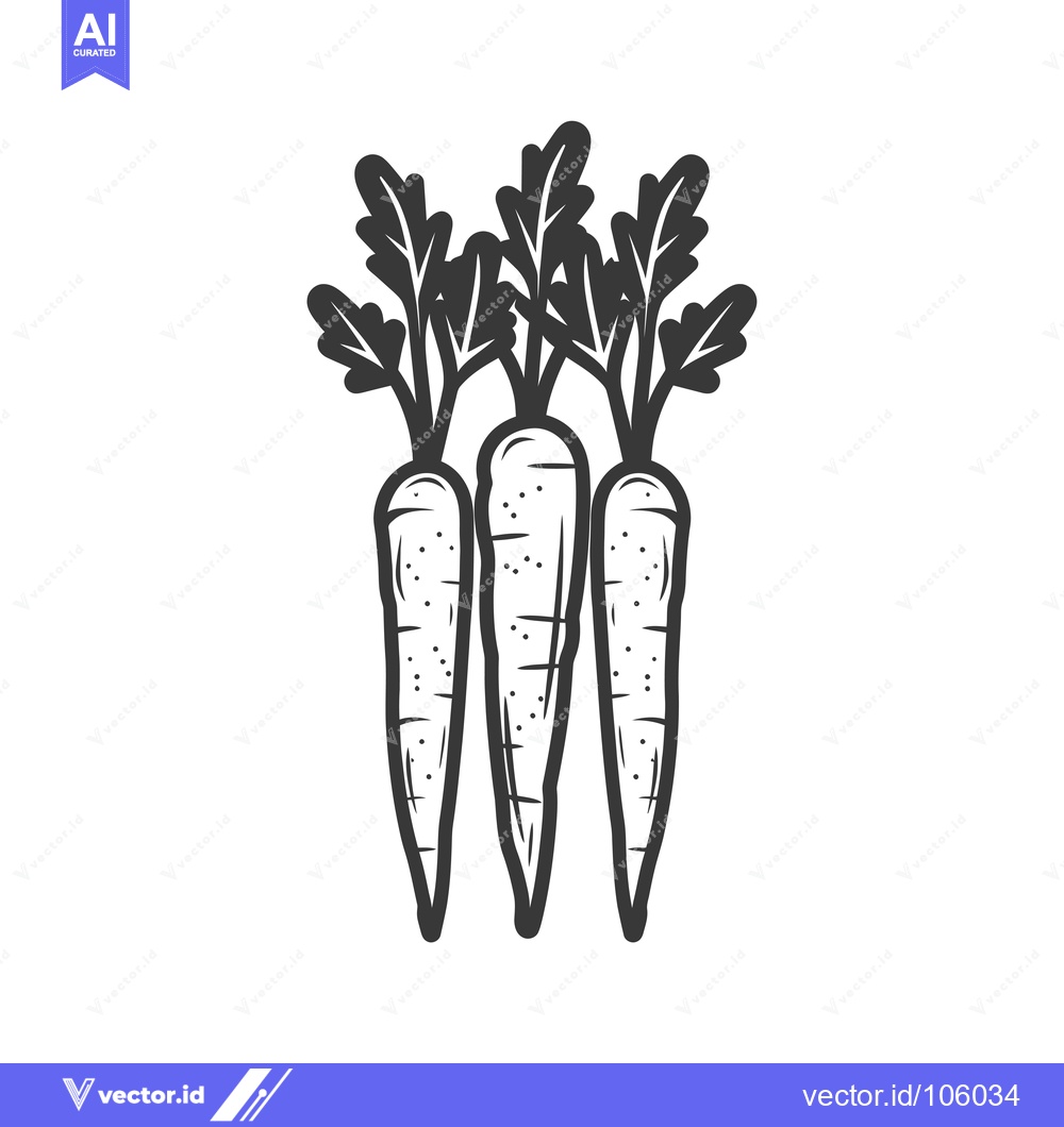 Premium Vector dari Three Carrots With Green Tops