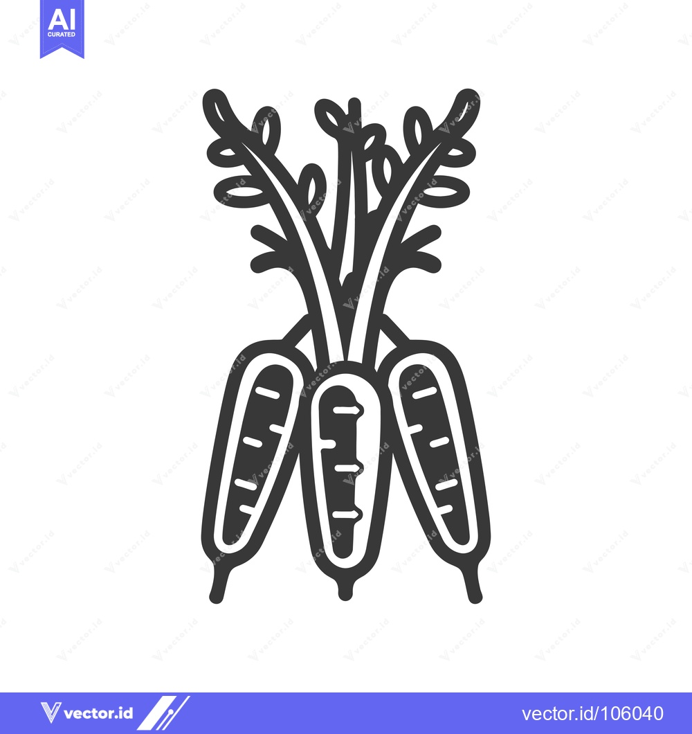 Premium Vector dari Three Carrots with Stems and Leaves Icon