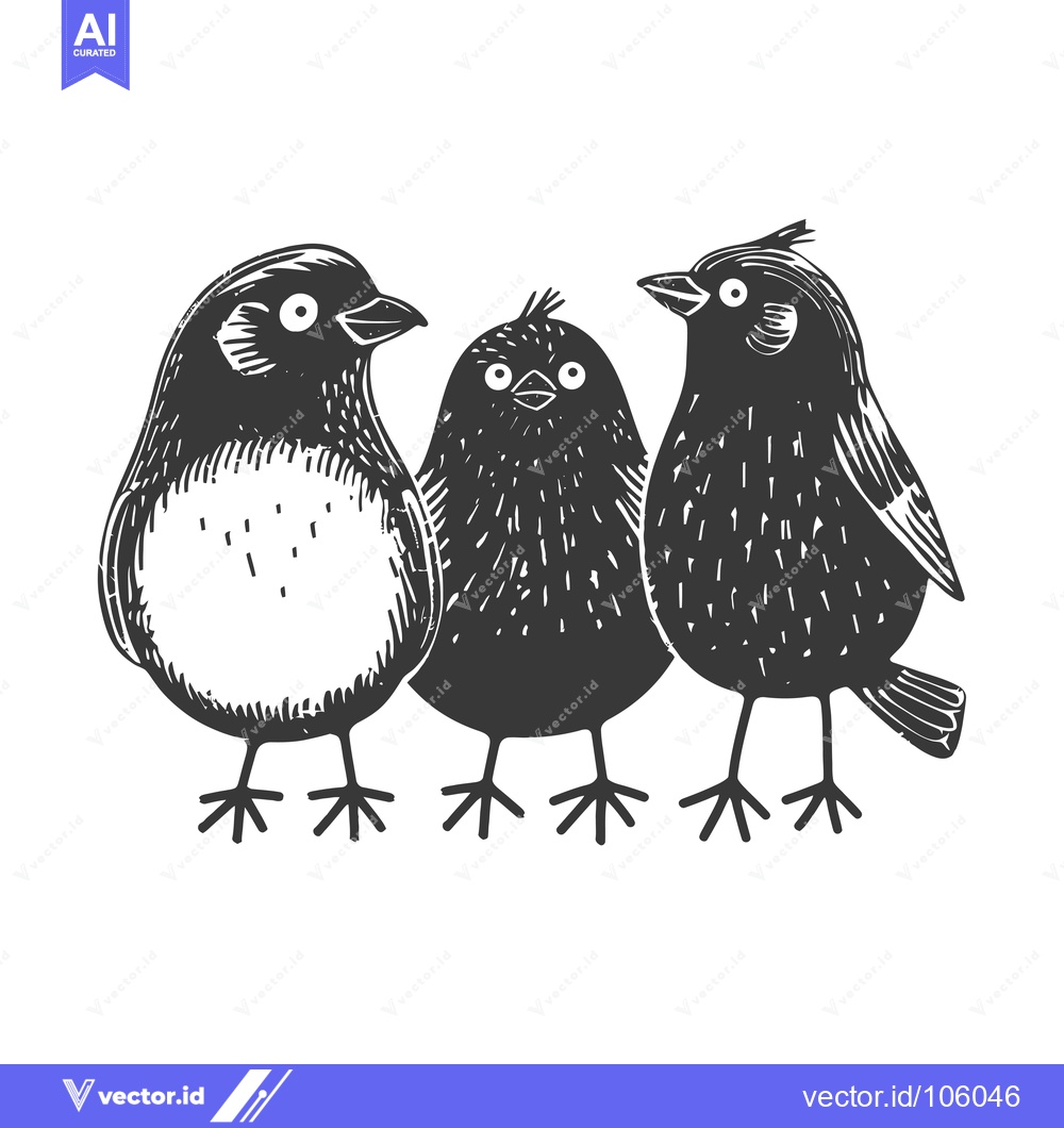 Premium Vector of Three cartoon birds with different expressions standing together