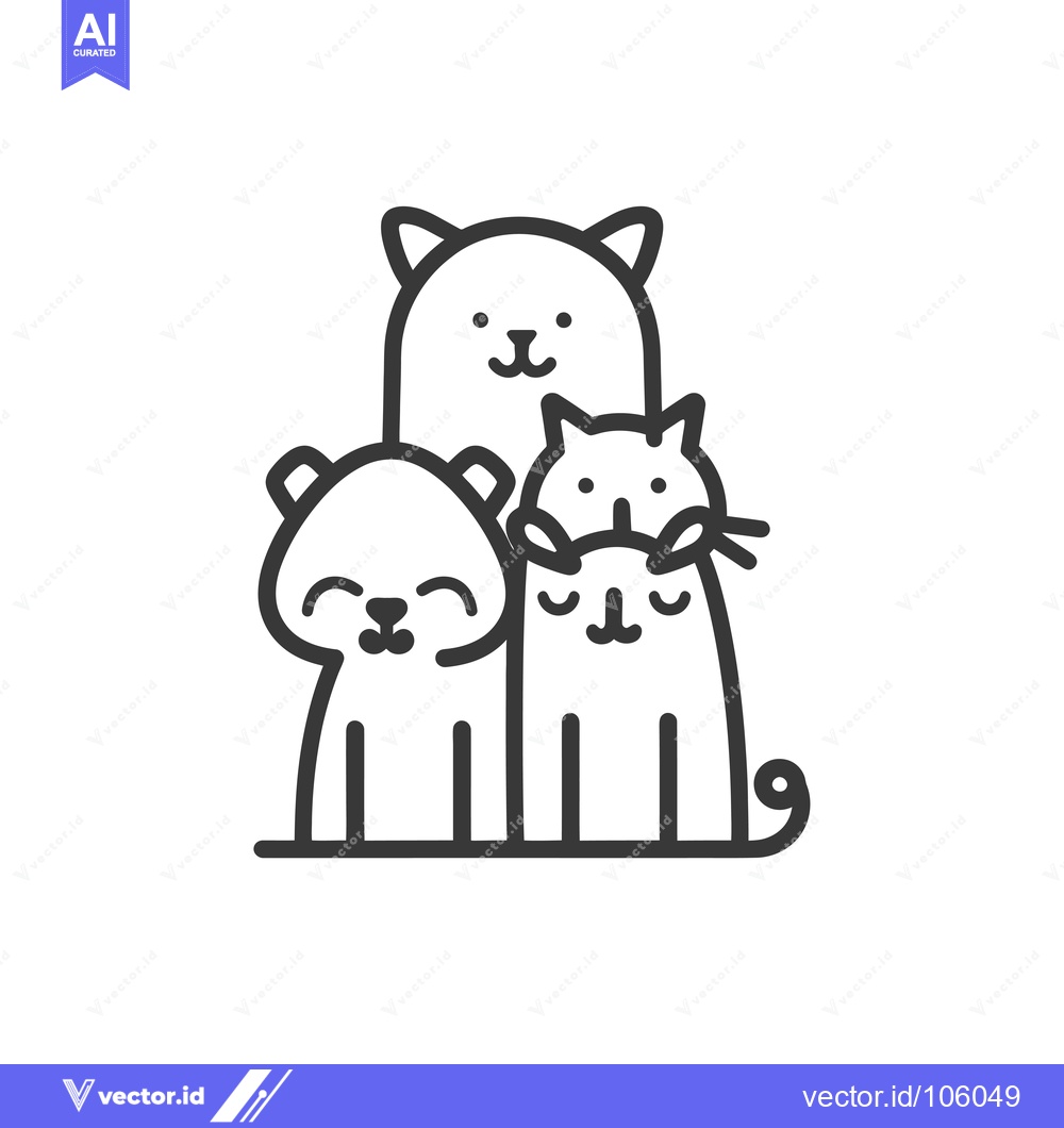Premium Vector dari Three Cartoon Cats Standing Together