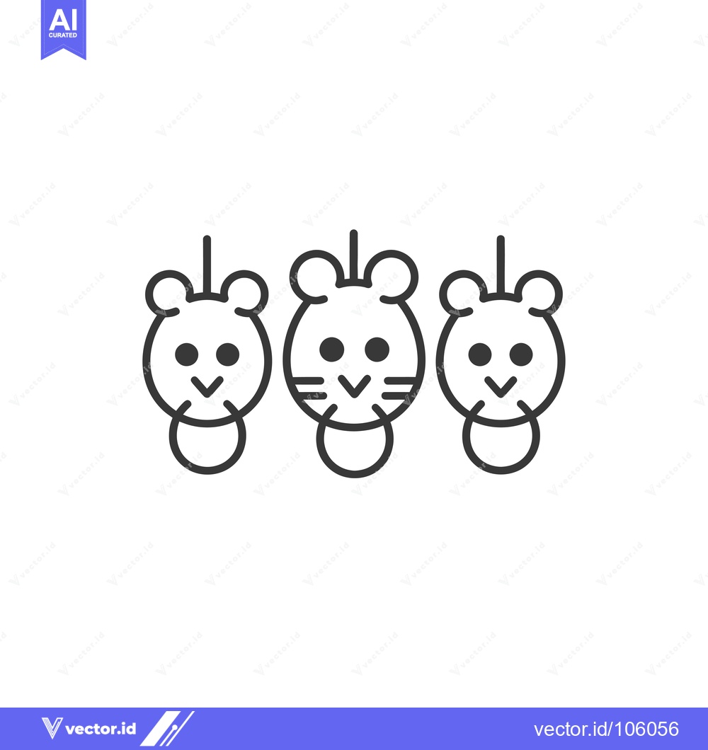 Premium Vector dari Three Cartoon Mouse Heads with Rings