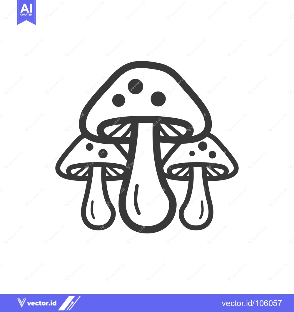 Premium Vector dari Three Cartoon Mushrooms with Spots