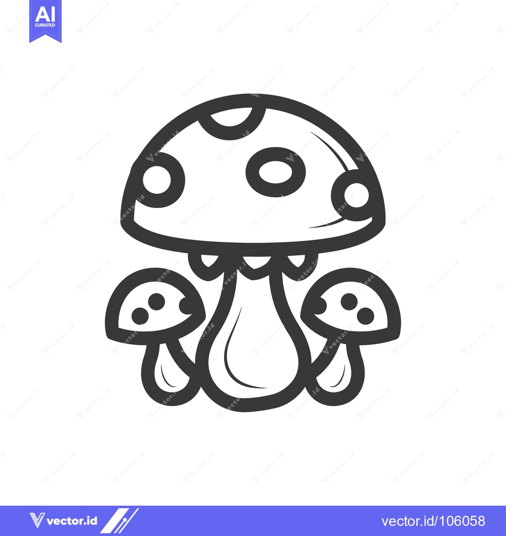 Premium Vector dari Three Cartoon Mushrooms with Spots and Stems