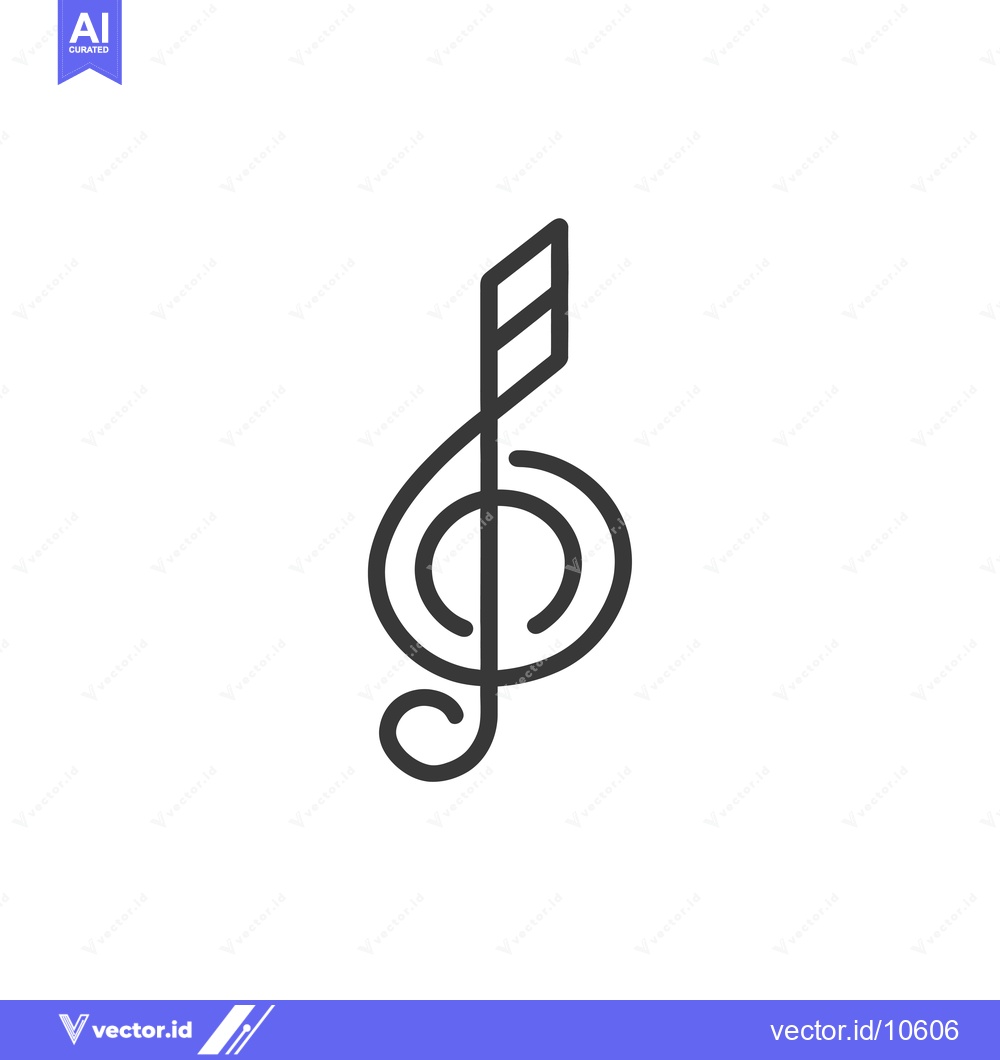 Premium Vector dari A Black and White Line Drawing of a Treble Clef
