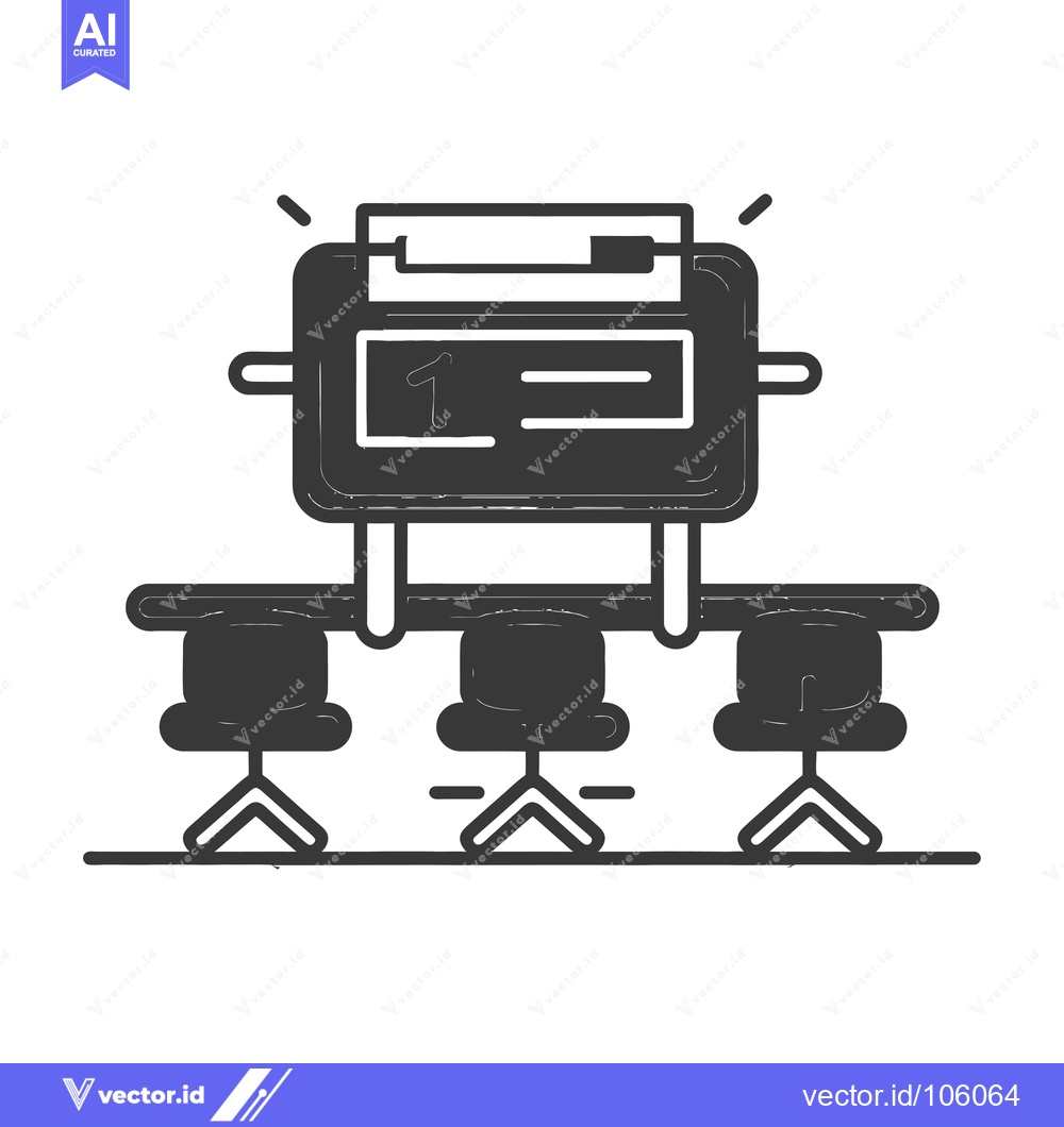 Premium Vector of Three Chairs Facing a Whiteboard with a Number One on it