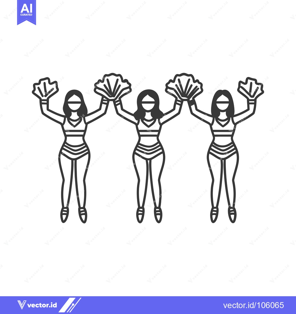 Premium Vector of Three Cheerleaders Holding Pom-Poms