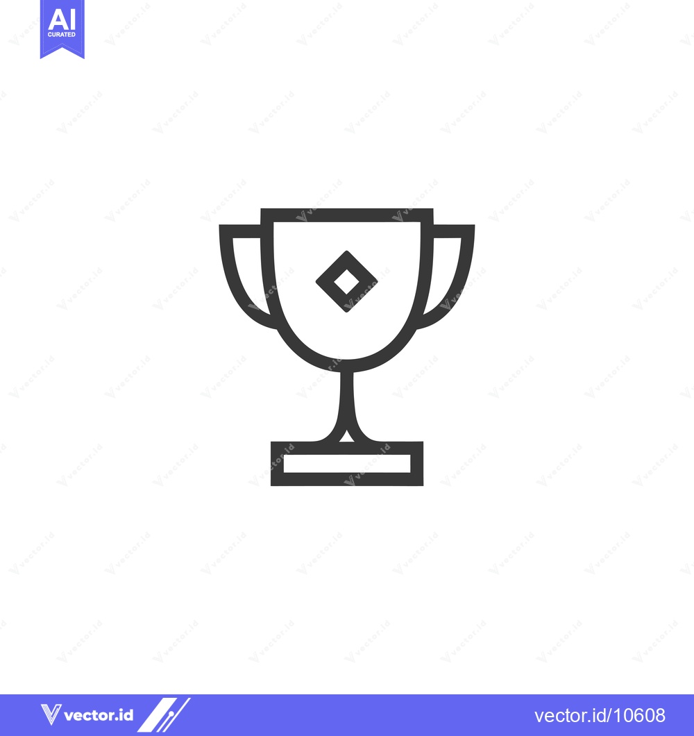 Premium Vector of A Black and White Line Drawing of a Trophy