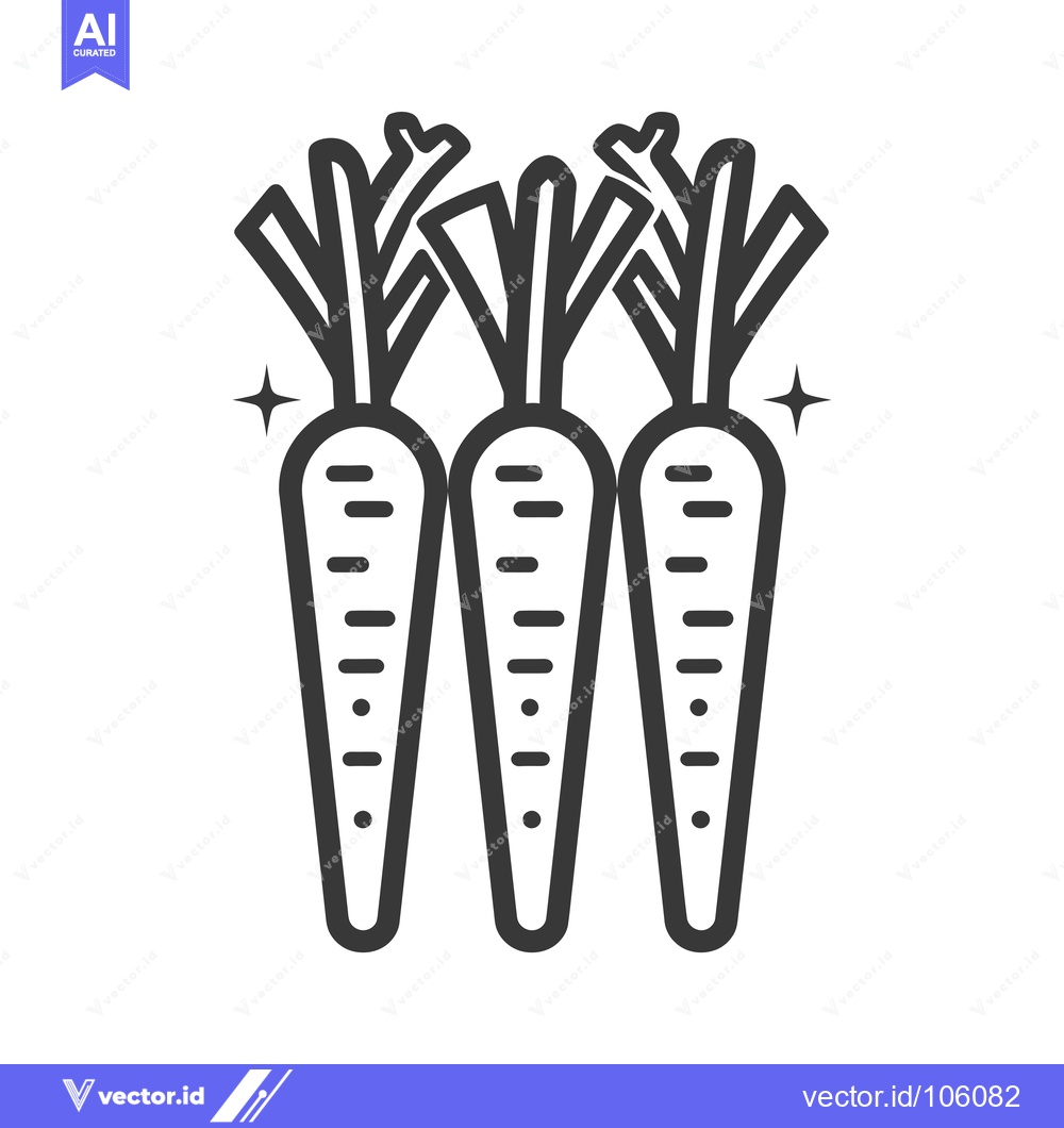 Premium Vector dari Three Clean Carrots with Green Tops