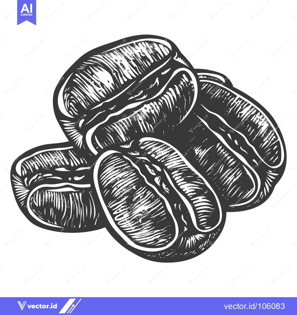 Premium Vector of Three Coffee Beans in a Hand-Drawn Illustration