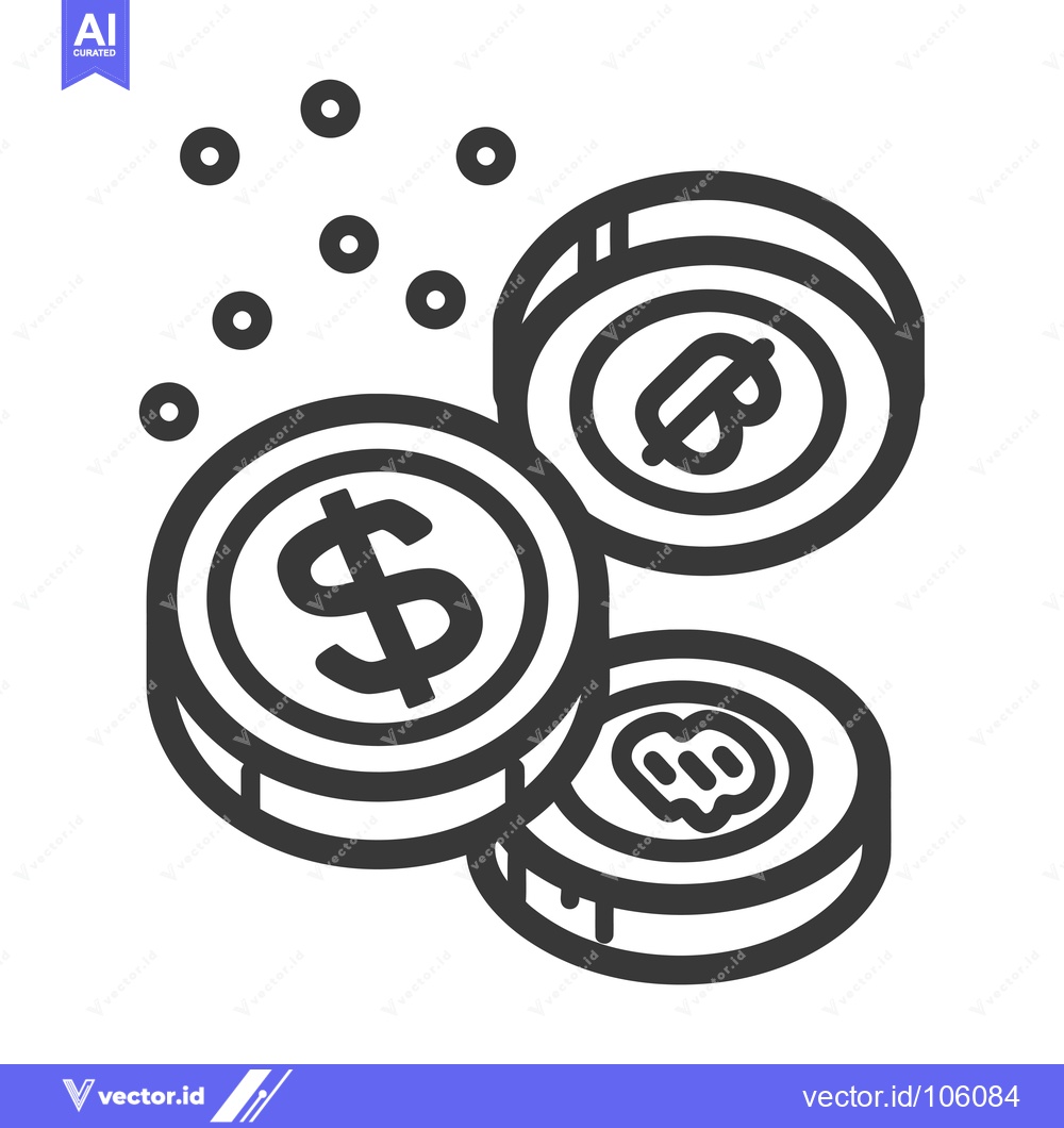 Premium Vector dari Three Coins With Dollar, Pound, and Bitcoin Symbols