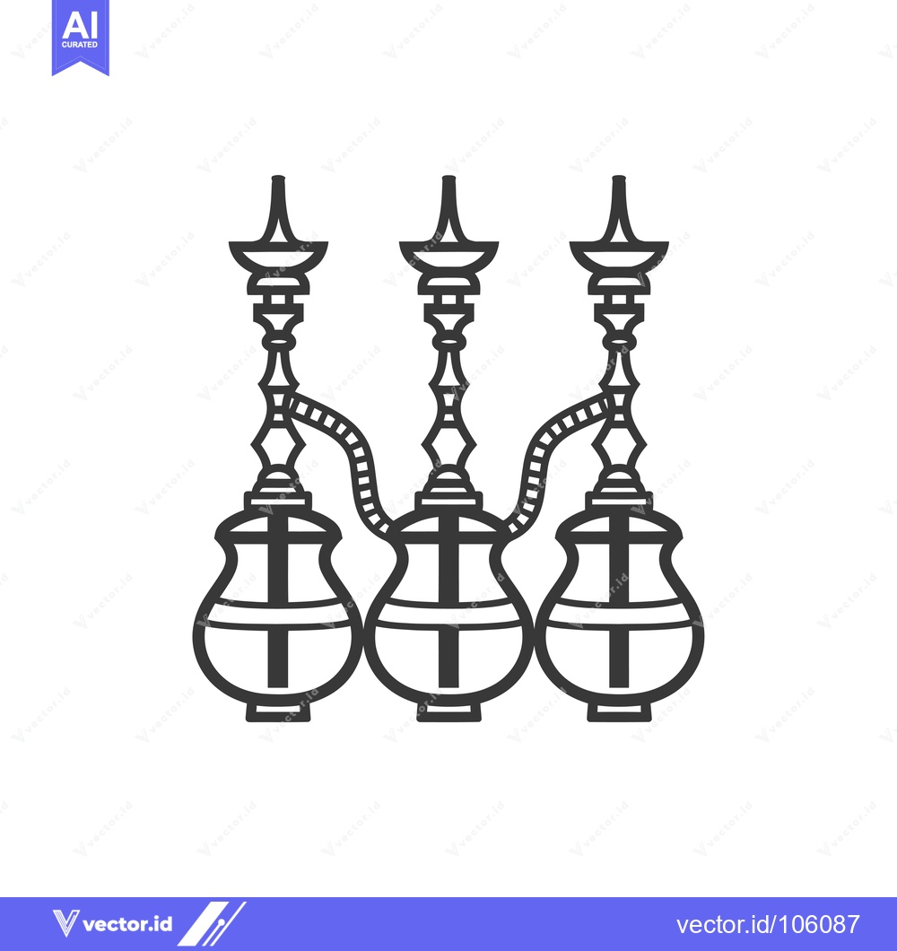 Premium Vector of Three Connected Hookahs with Intricate Designs