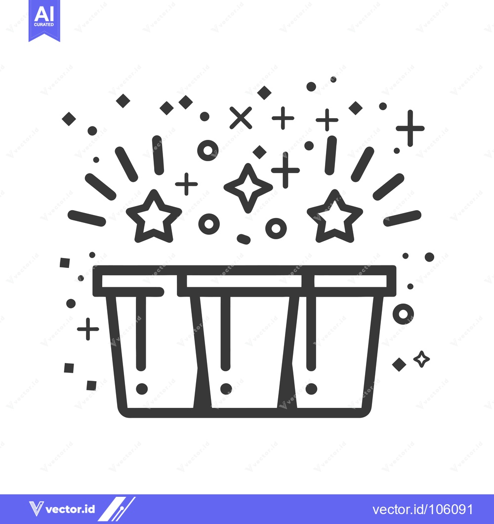 Premium Vector dari Three Containers with Stars and Confetti Exploding from the Top