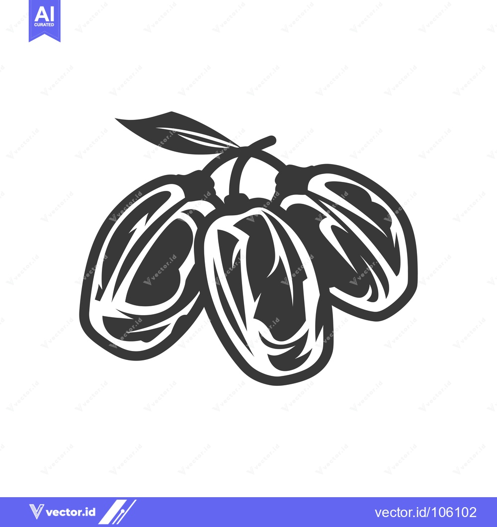 Premium Vector dari Three Dates with a Stem and Leaf