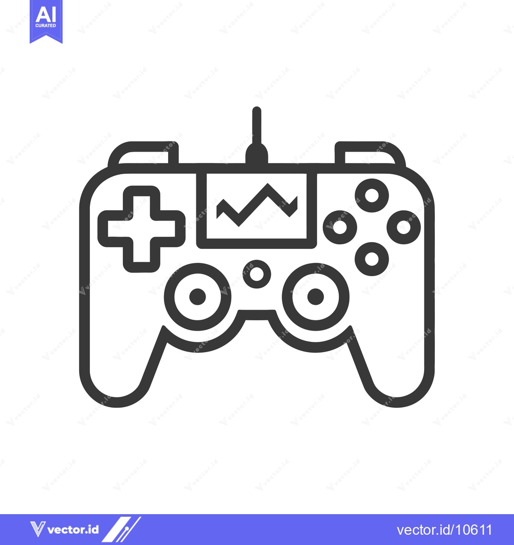 Premium Vector of A Black and White Line Drawing of a Video Game Controller