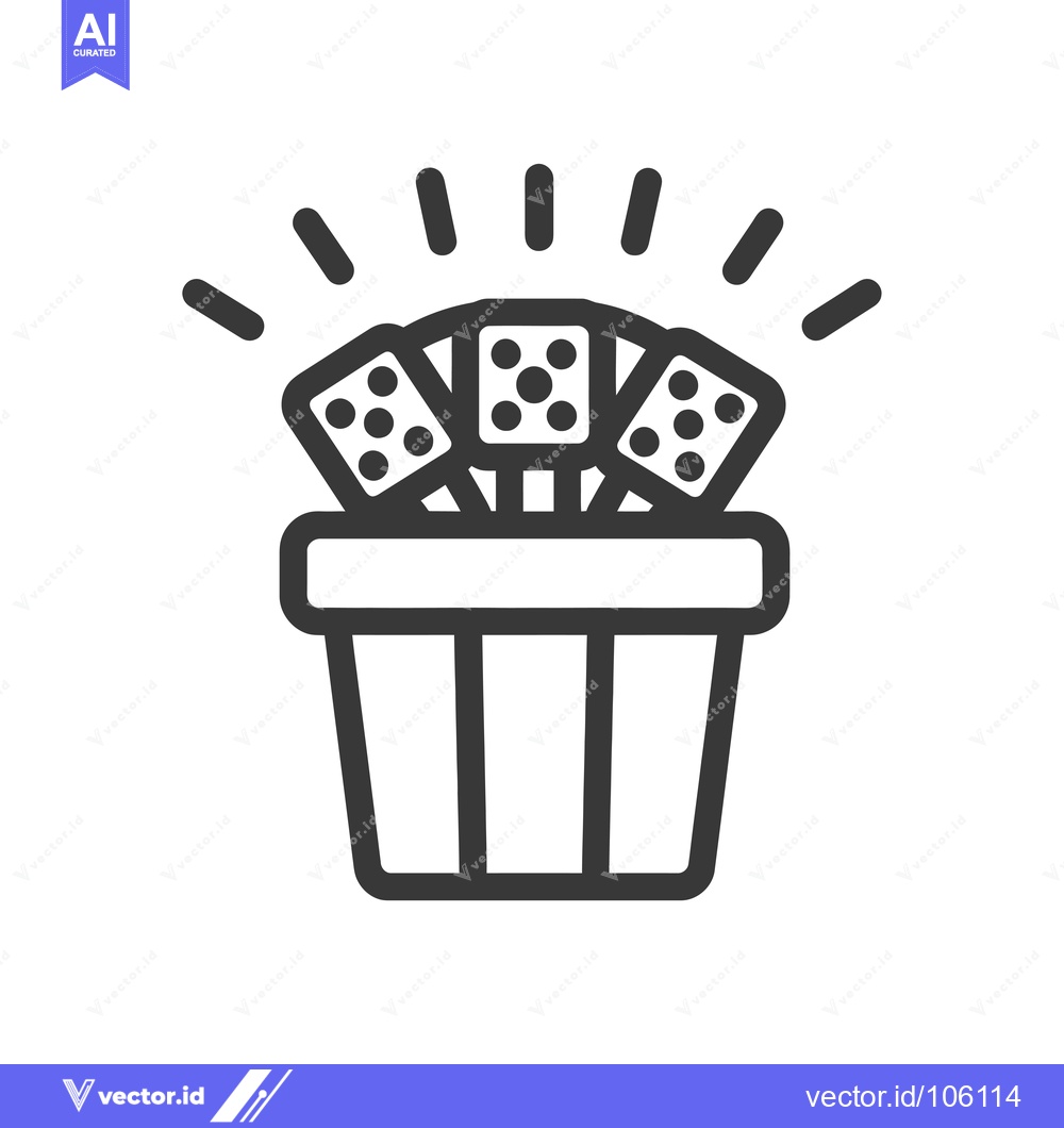 Premium Vector of Three Dice in a Basket with a Shining Light