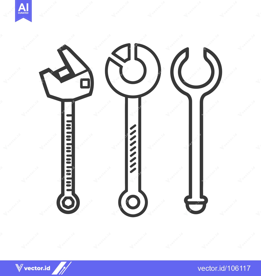 Premium Vector dari Three Different Types of Wrenches in a Line