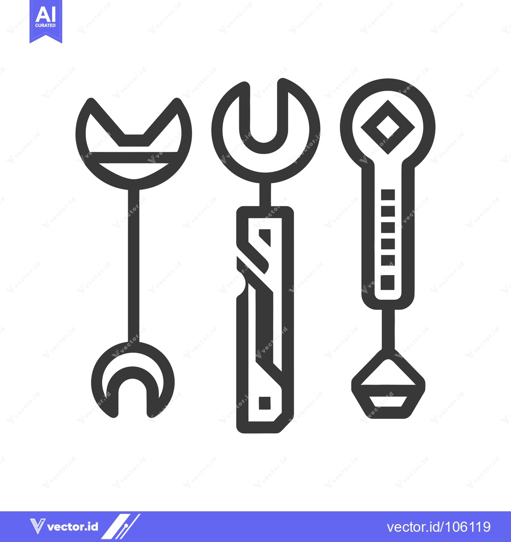 Premium Vector dari Three Different Wrench Tools in a Row
