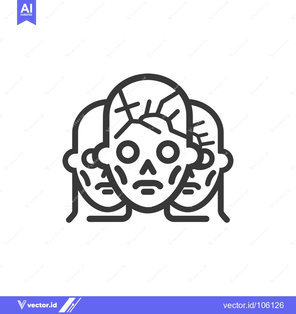 Premium Vector dari Three Faces with One Damaged Central Face