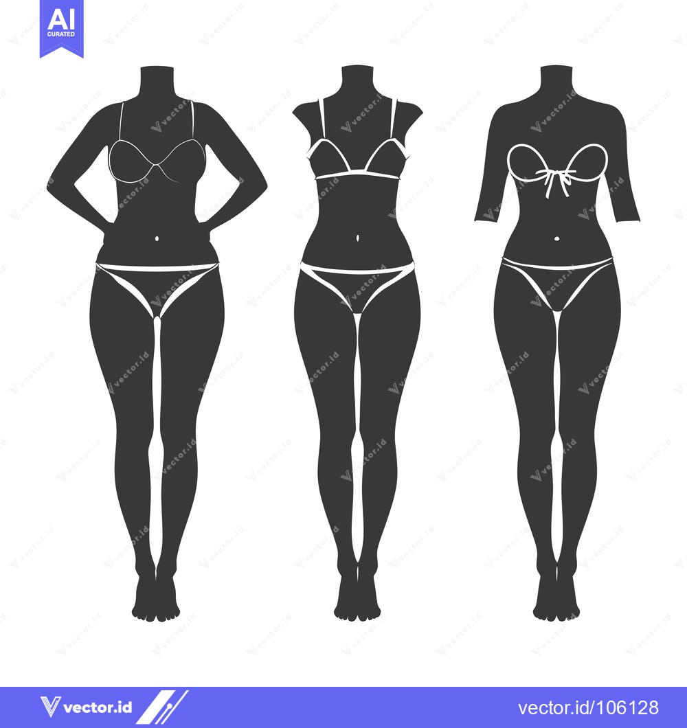 Premium Vector of Three Female Silhouettes in Swimsuits with Different Body Types