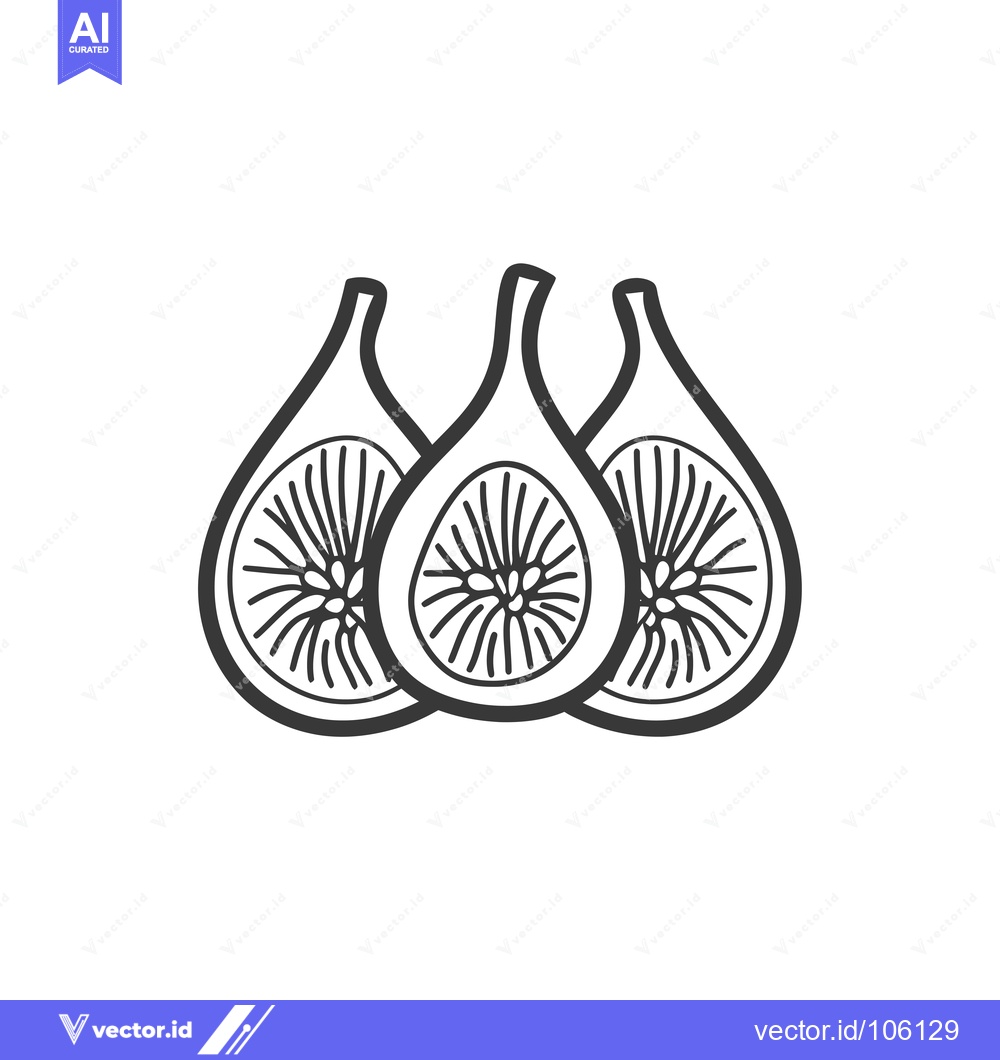 Premium Vector of Three Figs Cut In Half With Seeds Visible