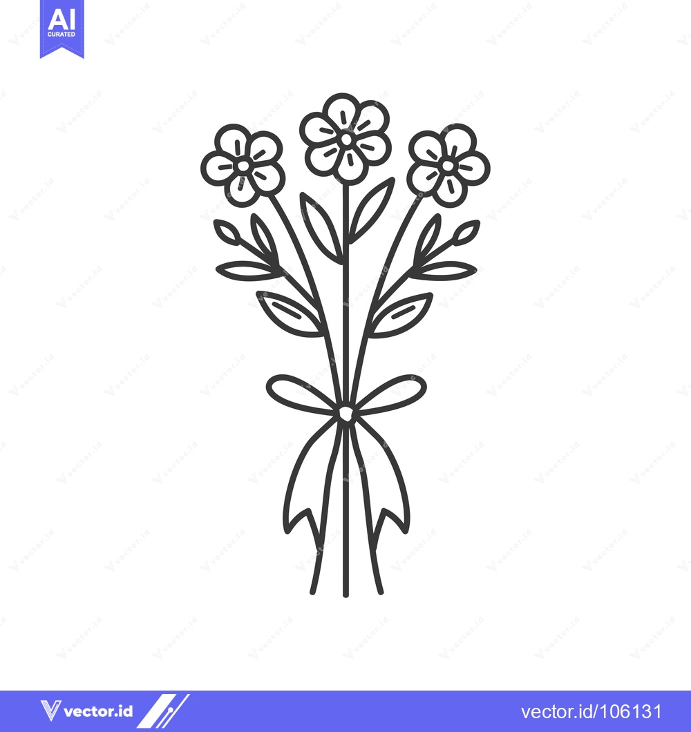 Premium Vector dari Three Flowers with Stems and a Bow