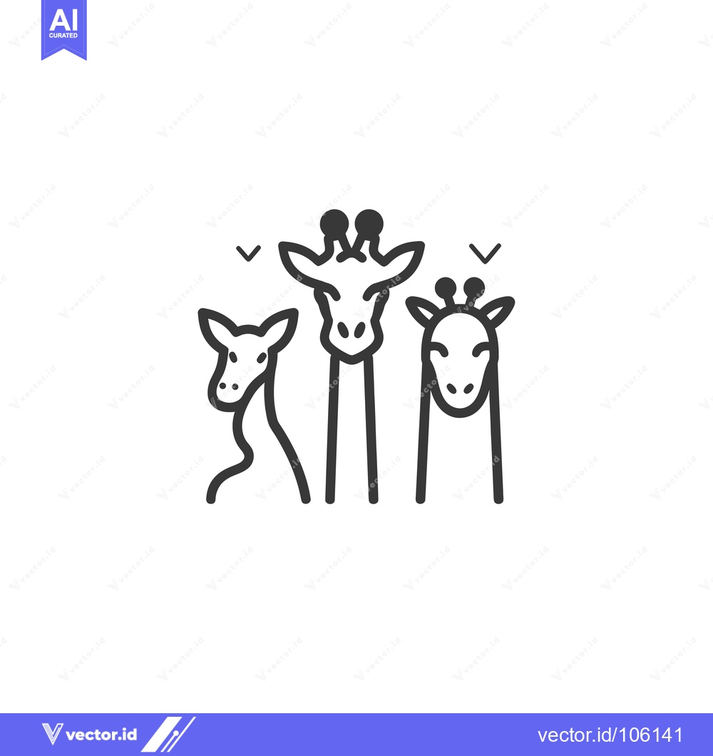 Premium Vector dari Three Giraffes with Simplified Line Art Style