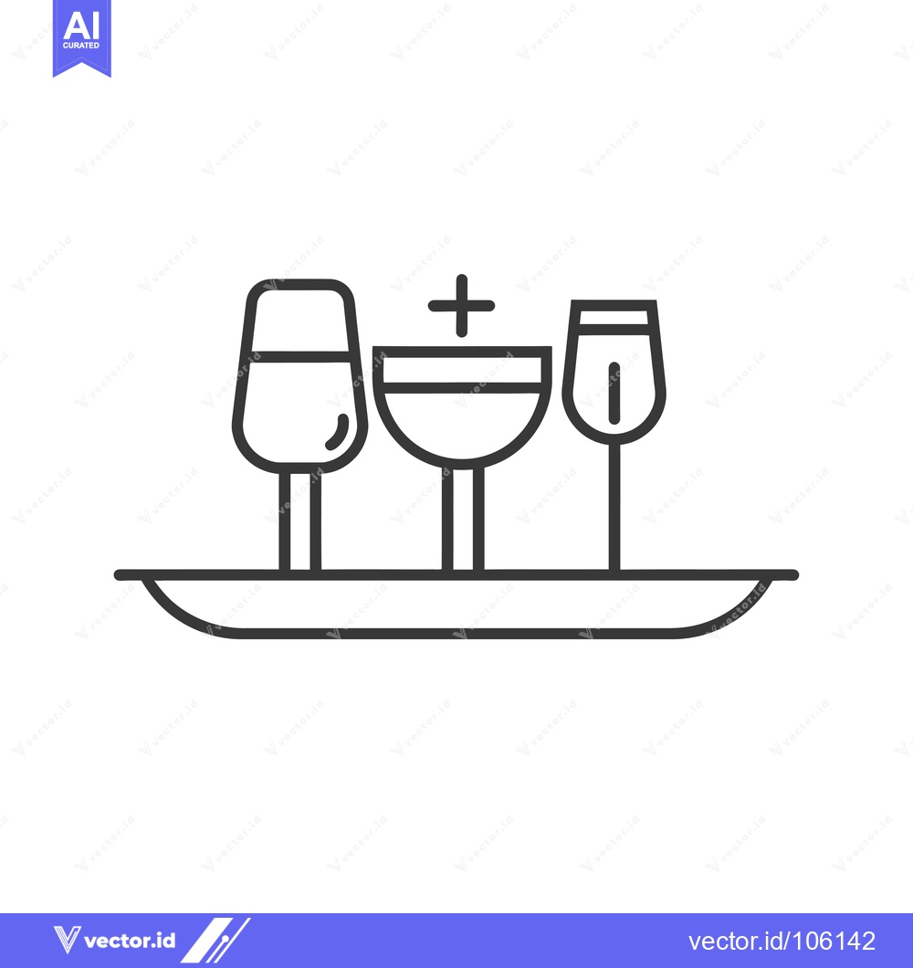 Premium Vector dari Three Glasses and a Tray Icon