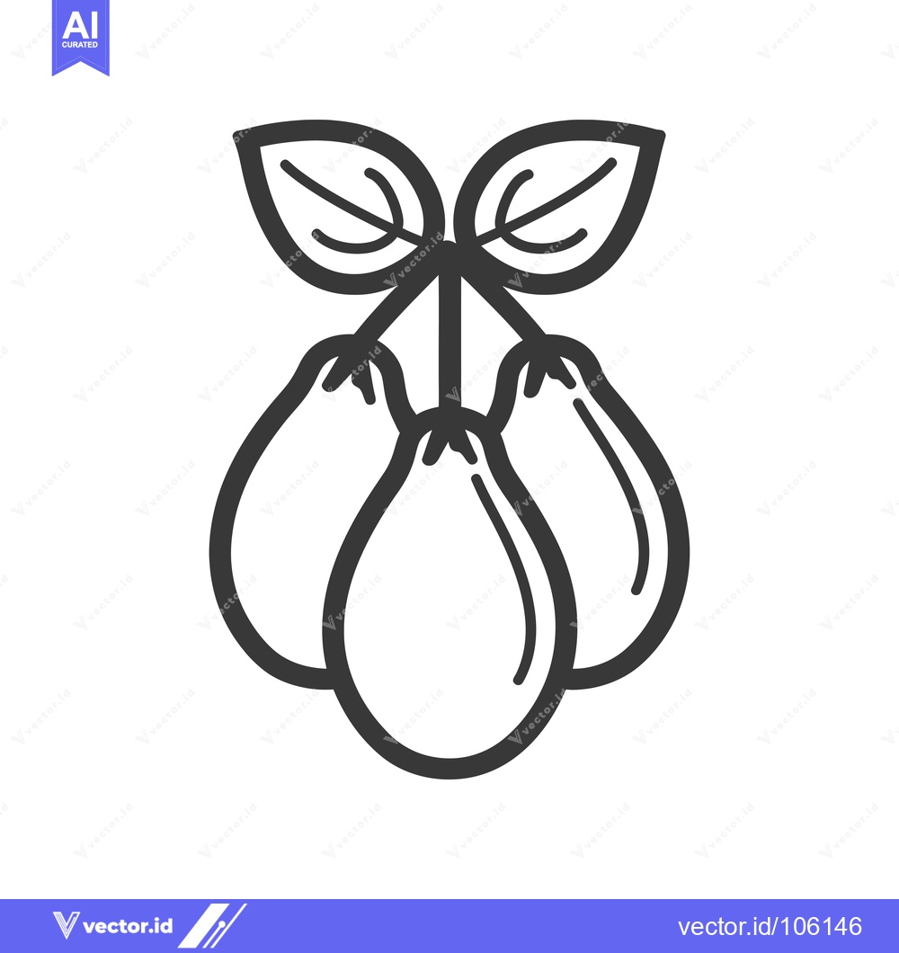 Premium Vector dari Three Guava Fruits with Leaves on a Stem