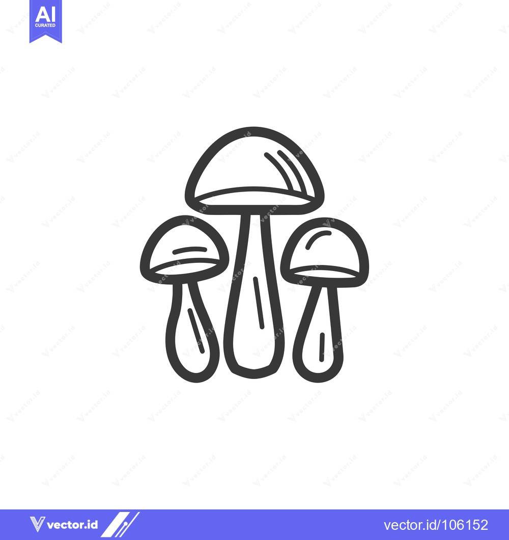 Premium Vector dari Three Hand-Drawn Outline Mushrooms
