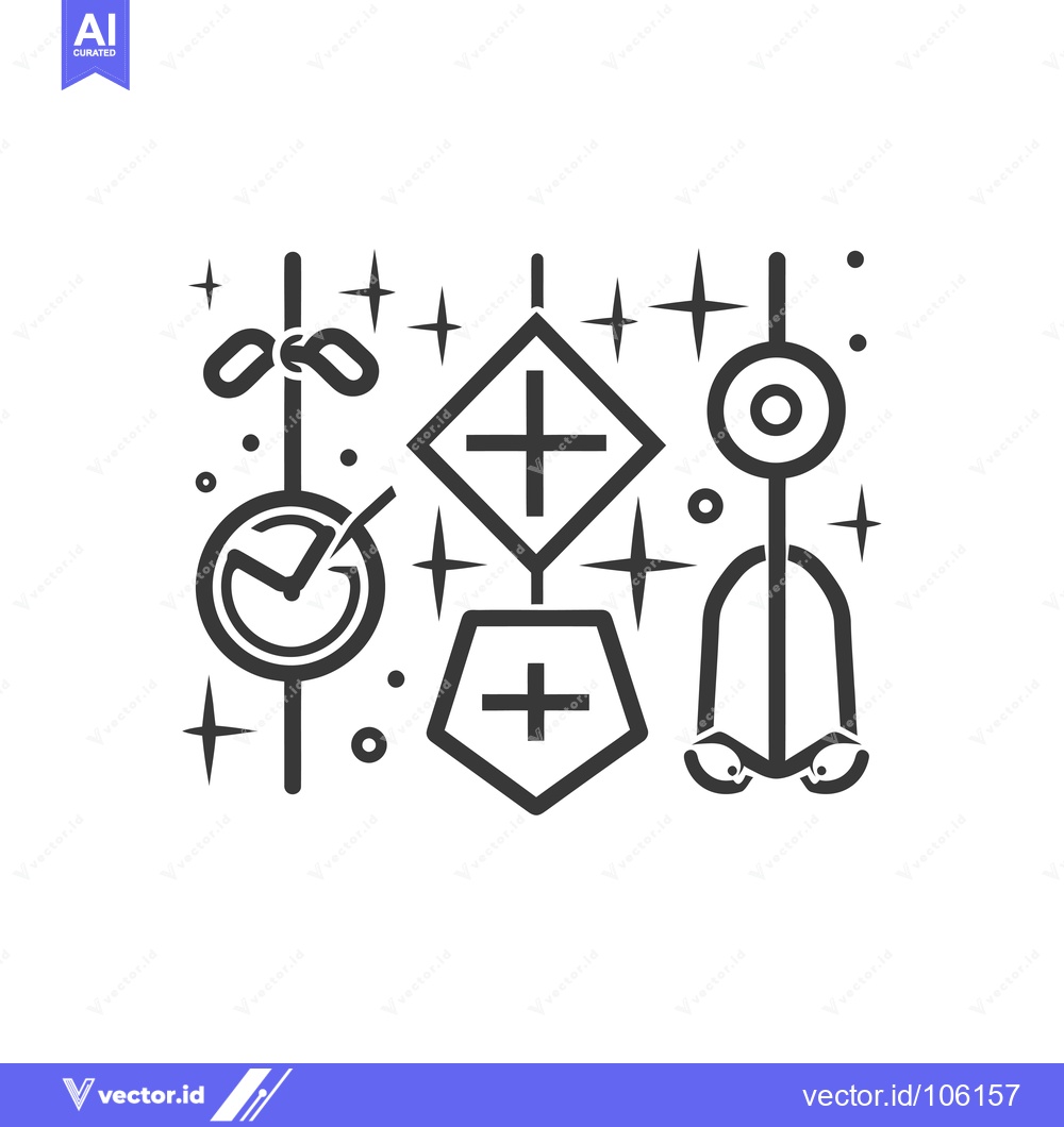 Premium Vector of Three Hanging Ornaments with Crosses and Circles