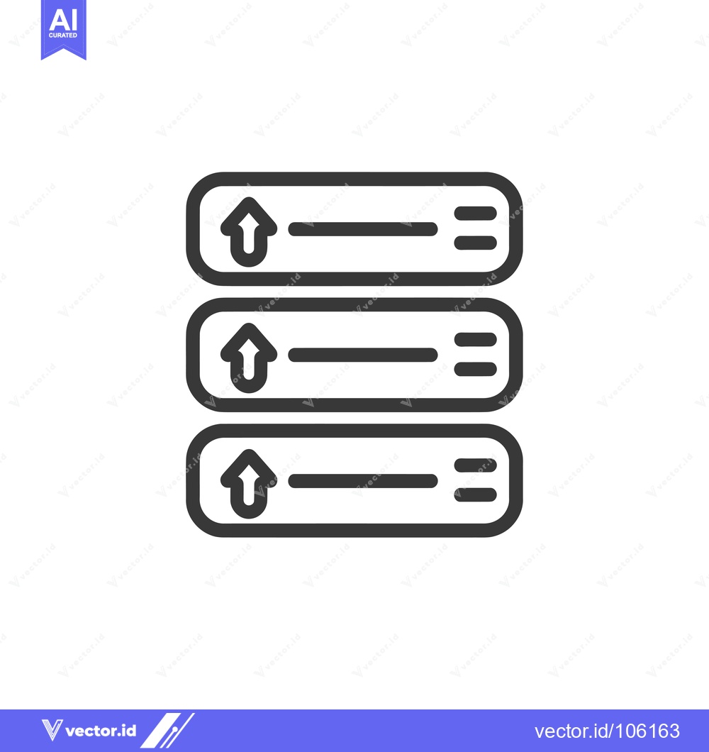 Premium Vector of Three Horizontal Bars with Up Arrow Icon in Each