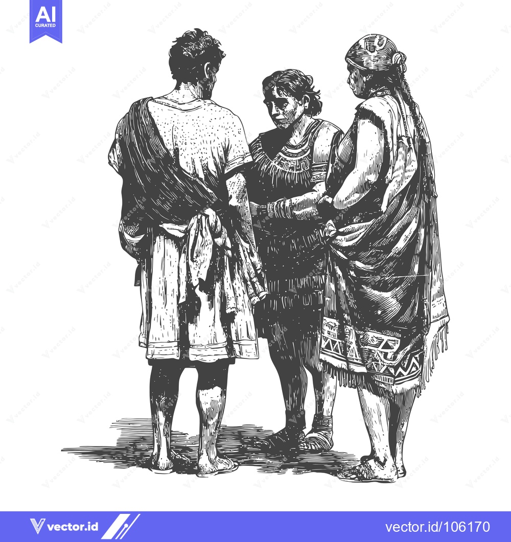 Premium Vector dari Three Indigenous People in Traditional Clothing