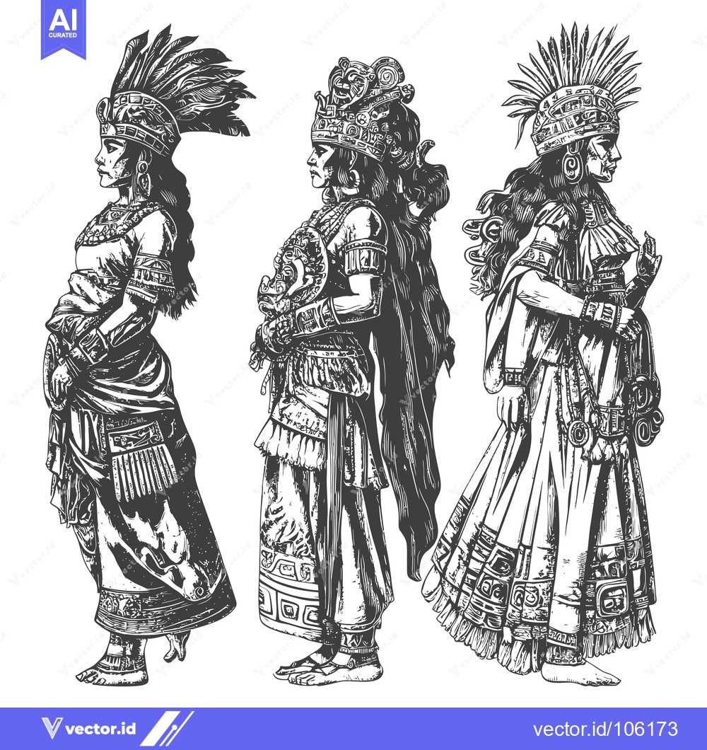 Premium Vector dari Three Indigenous Women in Traditional Attire and Headwear