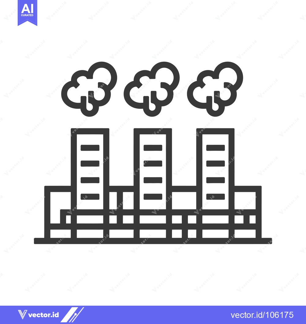 Premium Vector of Three Industrial Chimneys with Smoke Clouds