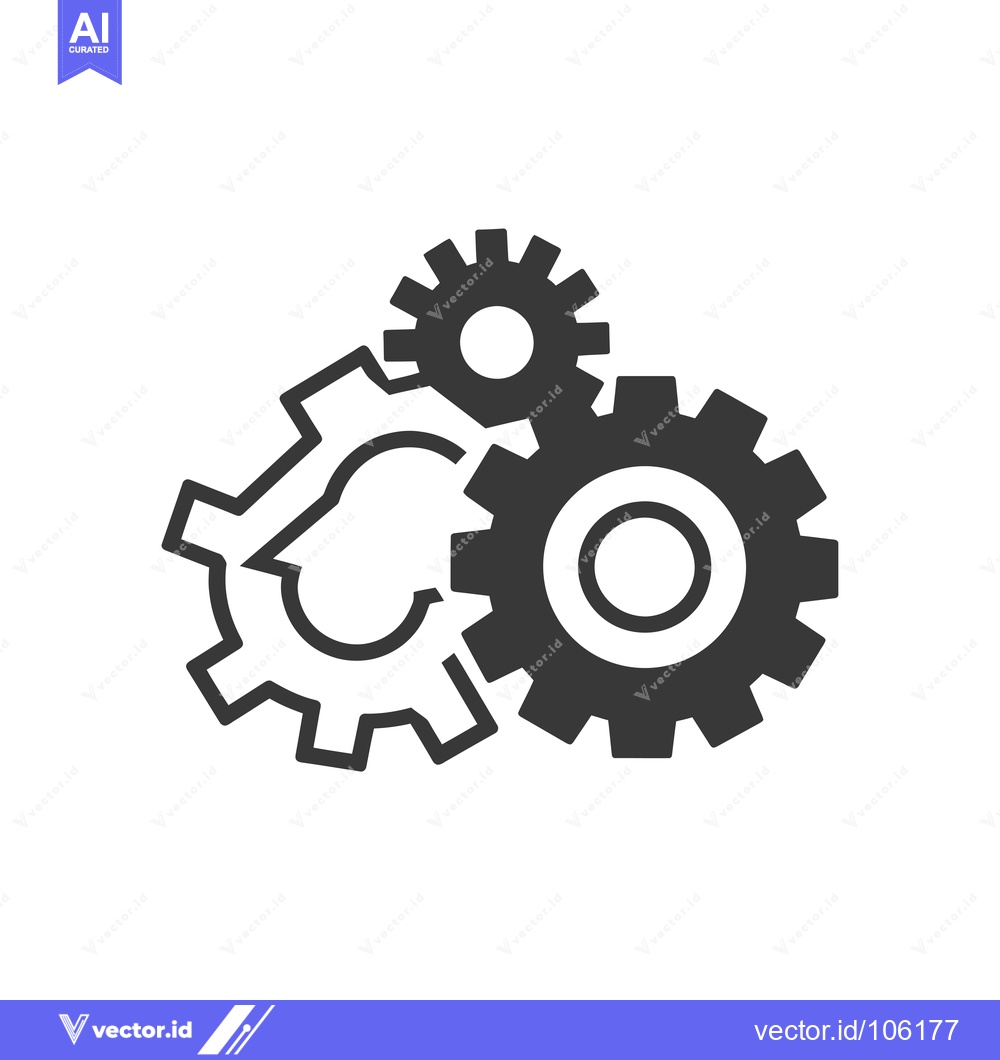 Premium Vector dari Three Interlocking Cogs, One with a Cloud Shape in its Center