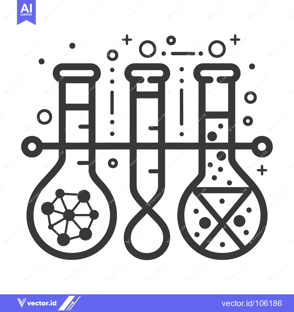 Premium Vector dari Three Laboratory Flasks with Different Contents