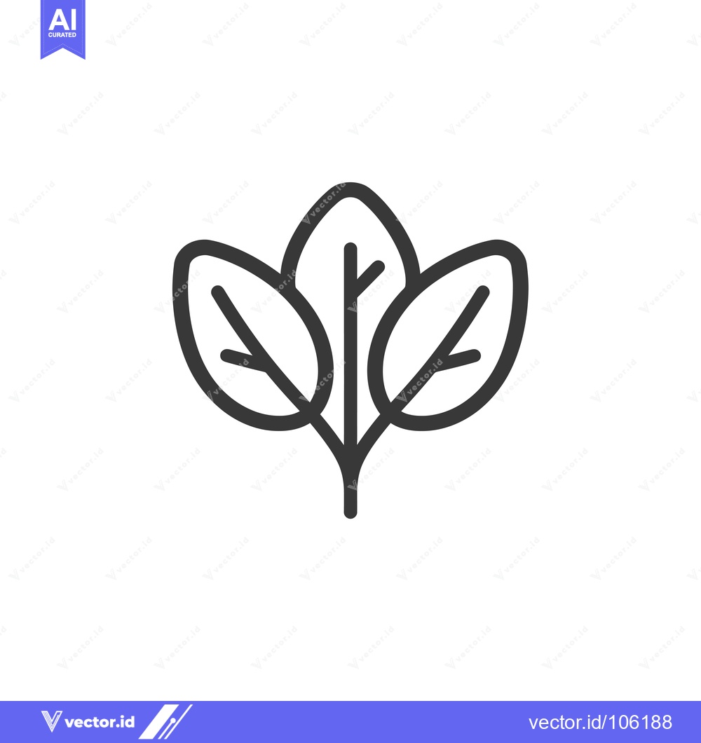 Premium Vector dari Three Leaf Outline Icon with Stem