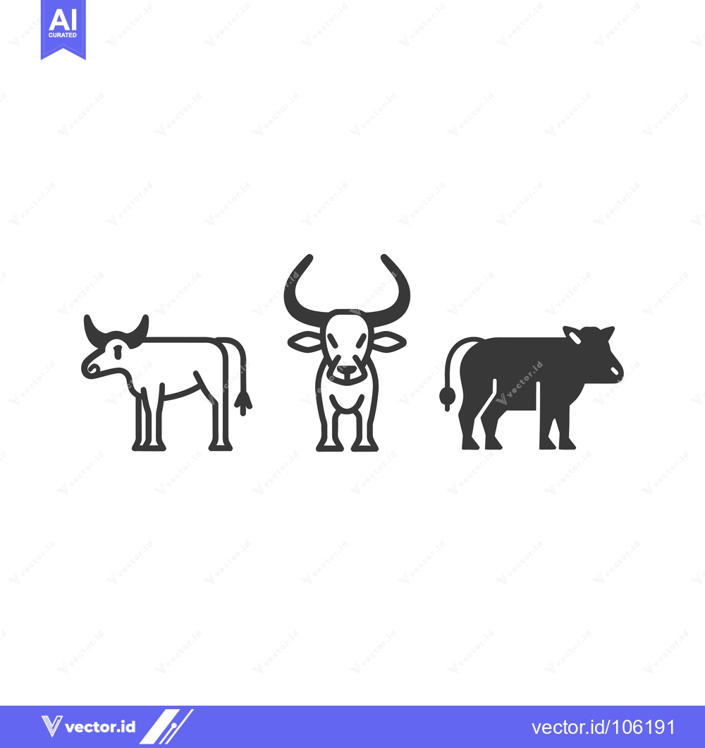 Premium Vector dari Three Line Drawings of Cattle in Different Poses