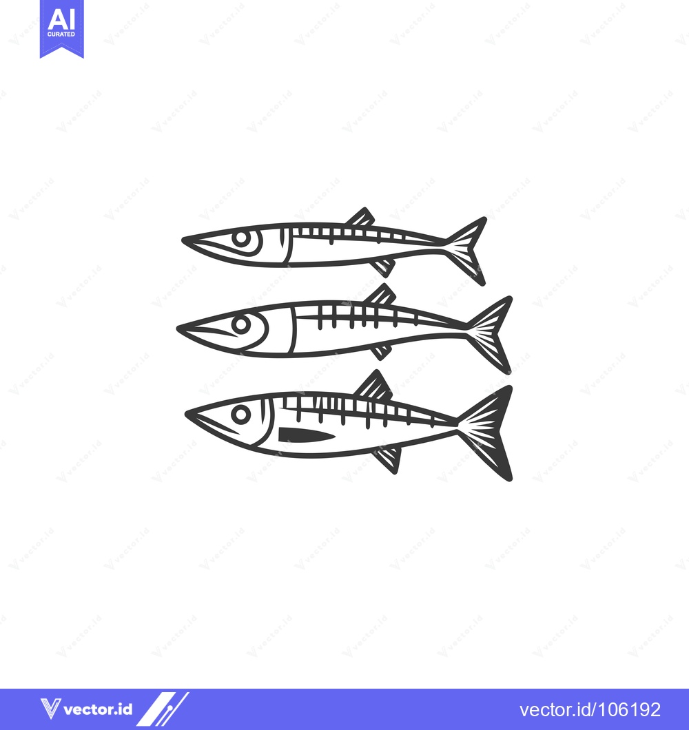 Premium Vector dari Three Line Drawings of Fish with Different Sizes