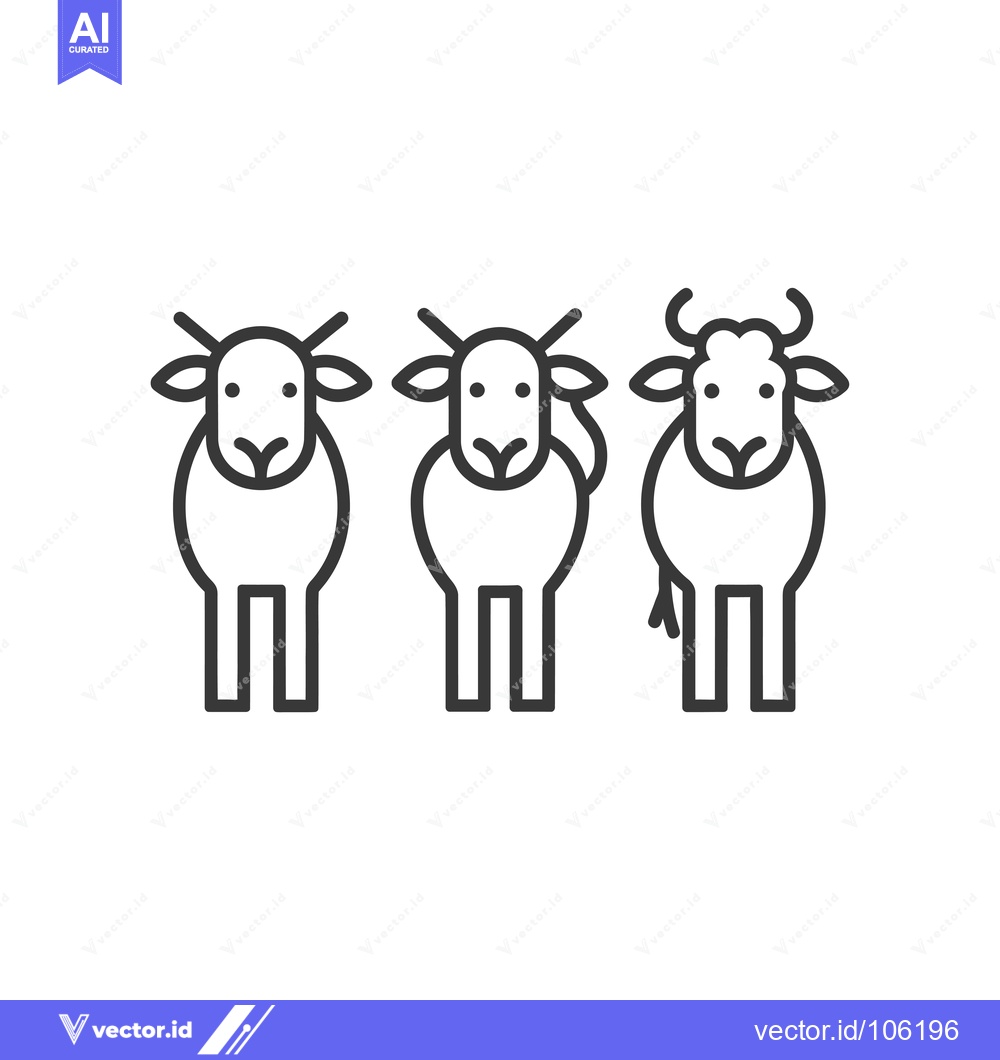 Premium Vector dari Three Line Drawings of Sheep and a Ram